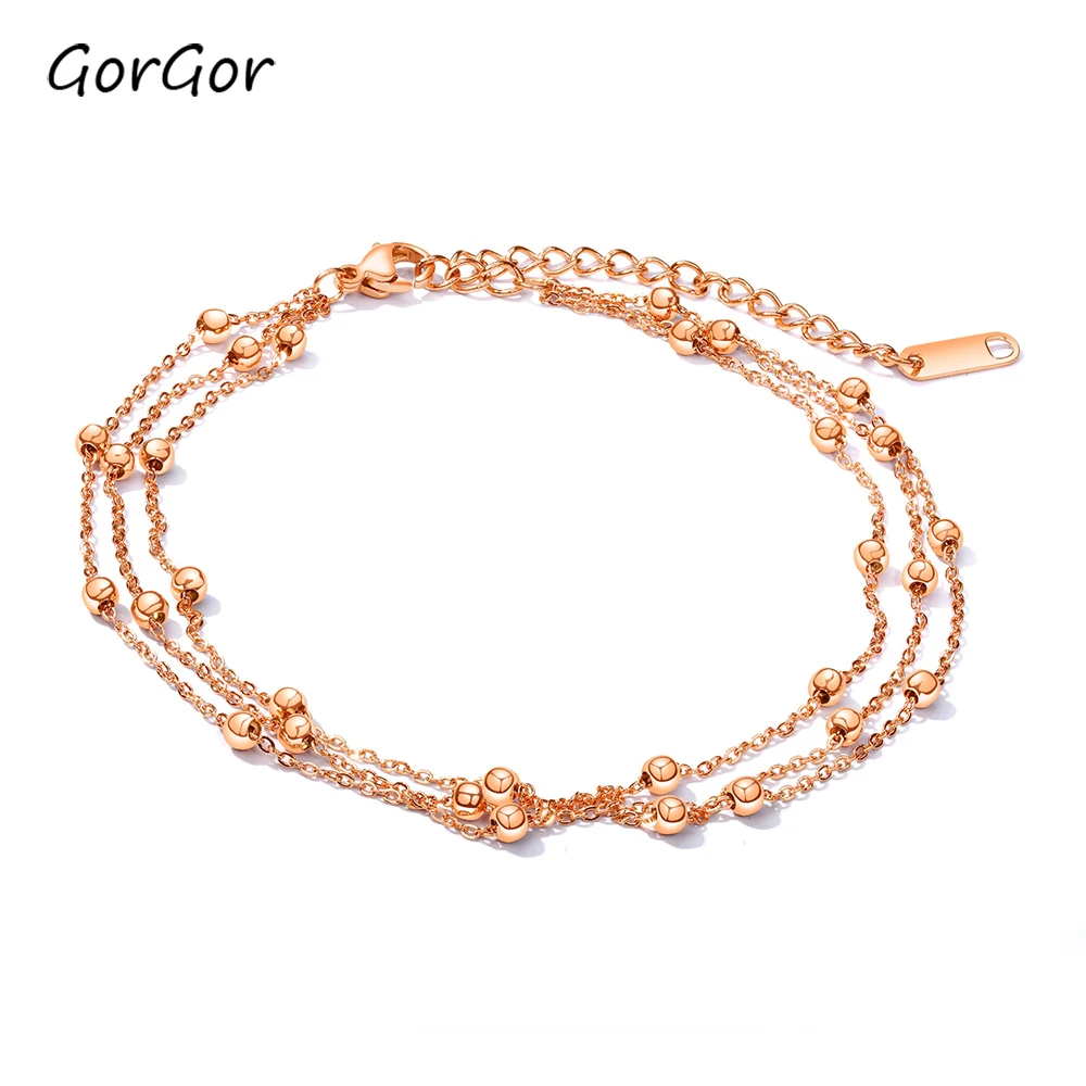 GorGor женские цепи ножные браслеты металлические бусины Омаров металлической