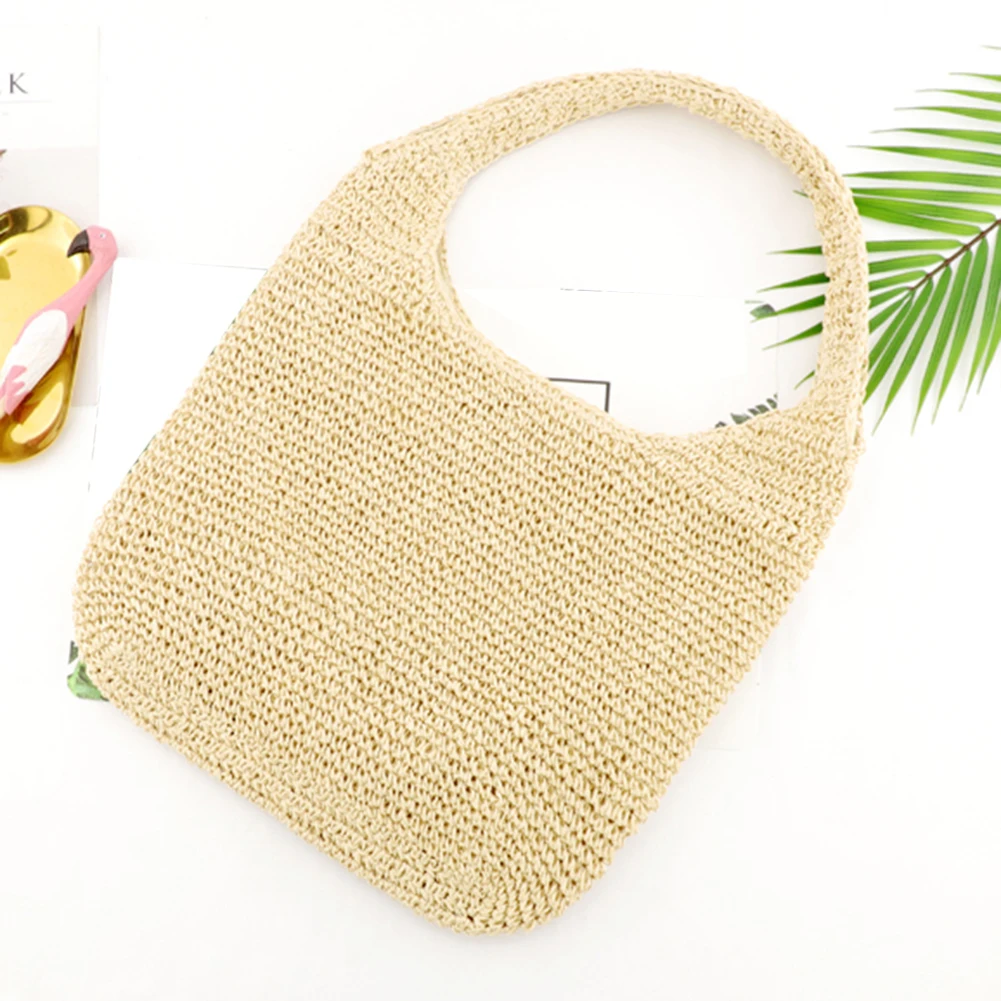 

Beach Handbags Ladies Daily Shoulder Bag Holiday Polyester Top-handle Woman Messenger Pouch Woven Rattan Leisure Bag