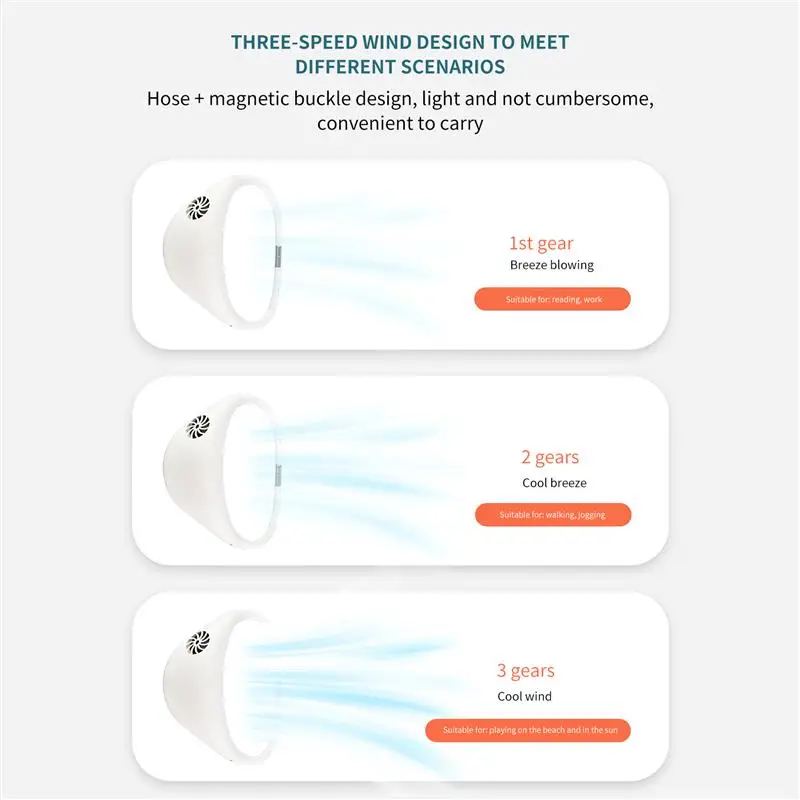 Шеи настенный вентилятор 3 Скорость Мобильный кондиционер Портативный 360