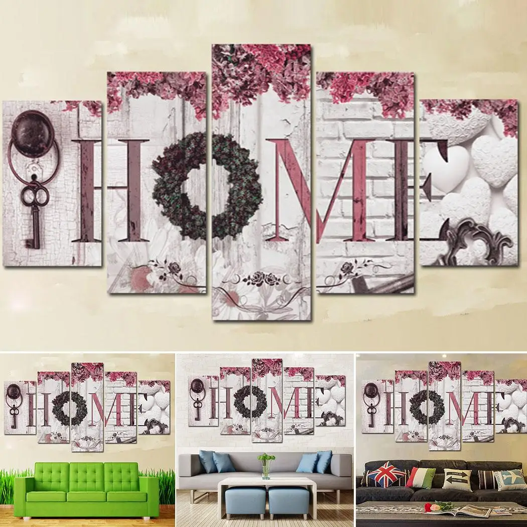 5 шт. Холст Письмо цветочный Рисунок стены в комнате искусство Современное