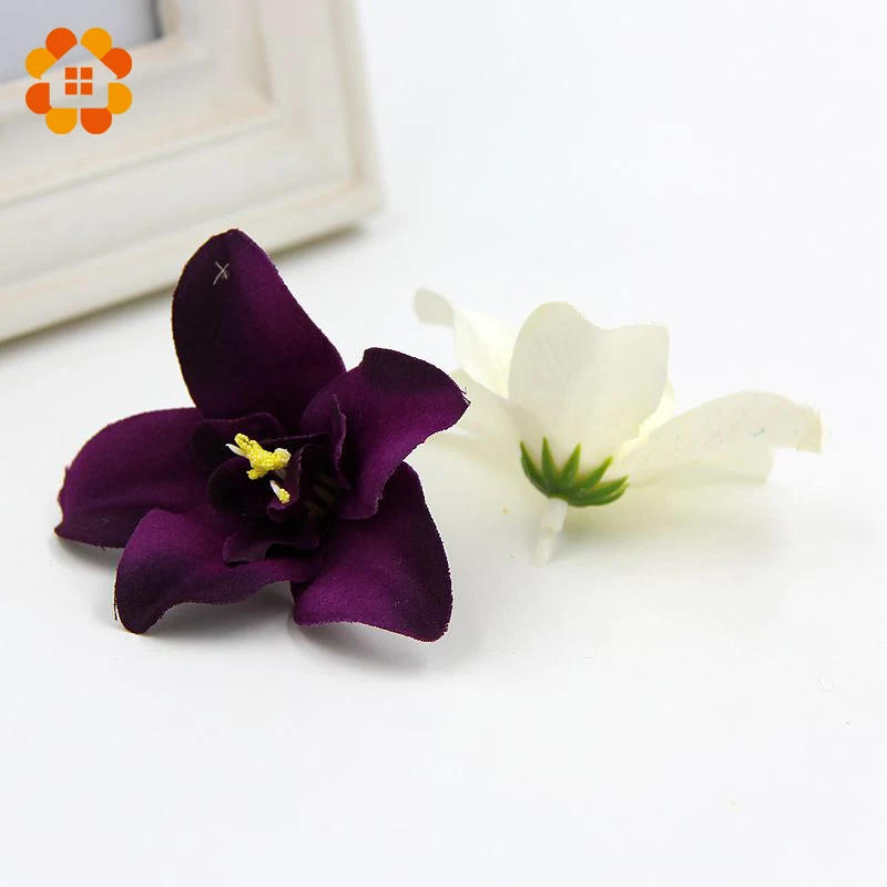 10pcs/lot 7cm Silk Orchid Artificial Flower Head For Wedding Decoration DIY Wreath Gift Scrapbooking Craft Fake Flowers | Дом и сад