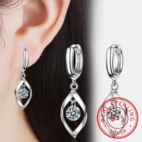 new pure 925 sterling silver whirling shape round rhinestones earrings for women sterling silver jewelry pendientes e619