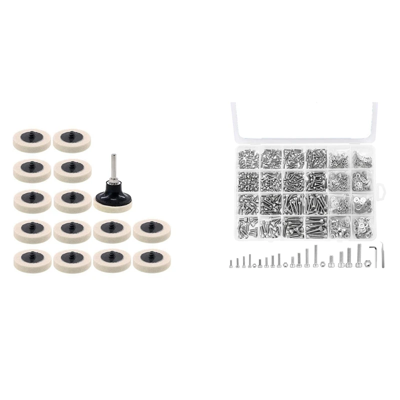

16Pcs 2 Inch Fabric Disc Polishing Buffing Pads Wheels Disc Holder With M2 M2.5 M3 M4 Hexagon Head Cap Machine Screw