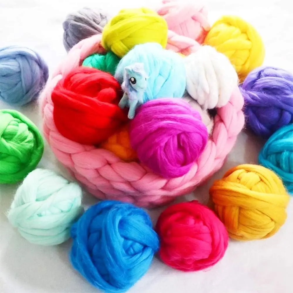 

LMDZ Wool Felting Supplies, 100% Pure Wool, Chunky Yarn, Spinning Wool Roving for Needle Felting Wet Felting DIY Hand Spinning