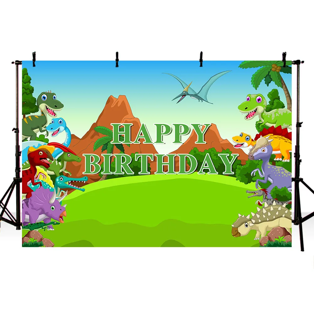 Фон для фотосъемки Mehofond с изображением динозавров и Мирового парка джунглей