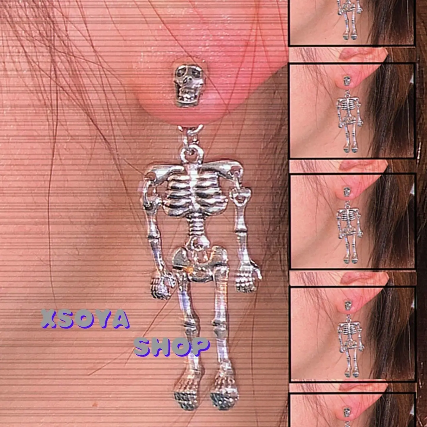 

2021 New Gothic Halloween Skeleton Earrings for Woman Punk Style Skull Tassel Earring Y2K Aesthetic Eardrop Jewelry Wholesale