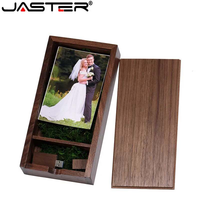 

JASTER (1 PCS Free LOGO)Photo Unique Album walnut Wood USB+Box Pendrive USB flash drive 4GB 8GB 16GB 32GB 64GB (120*250*50 mm)