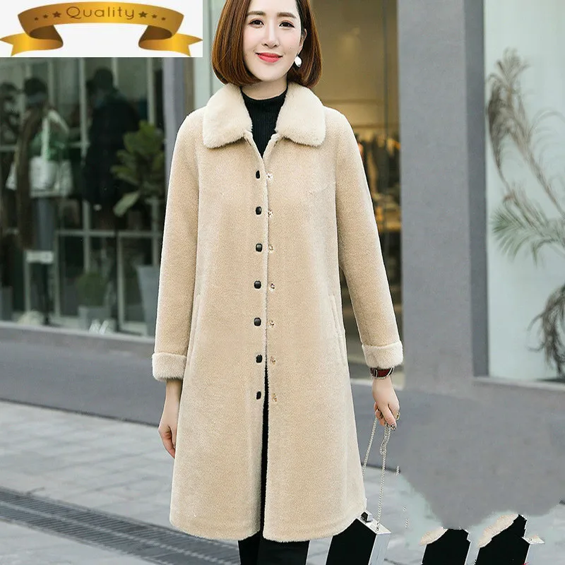 

Натуральный мех, женские пальто одежда 2021 100% шерстяная куртка осень-зима в Корейском стиле обувь для поездок, женские меховые пальто и куртк...