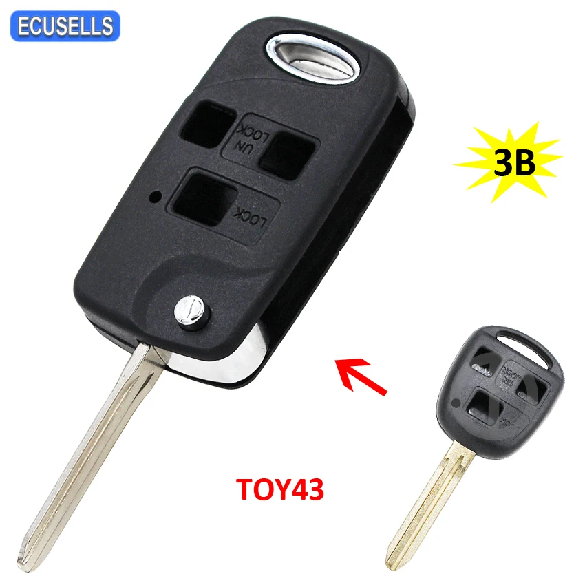 3 кнопки флип конверсионный чехол для ключей складной дистанционного ключа Toyota