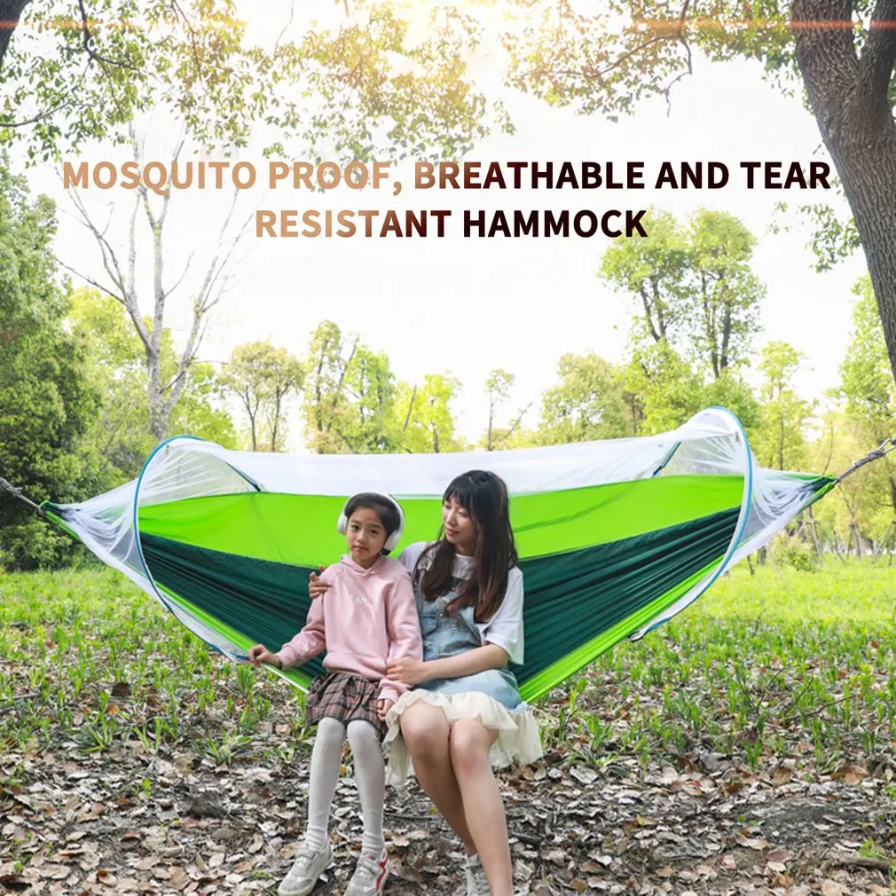 

Camping Hammock with Mosquito Net Double Hammock Travel Hammock,Backpacking Hammock Portable Parachute 5+1 Ring Strap Hammock