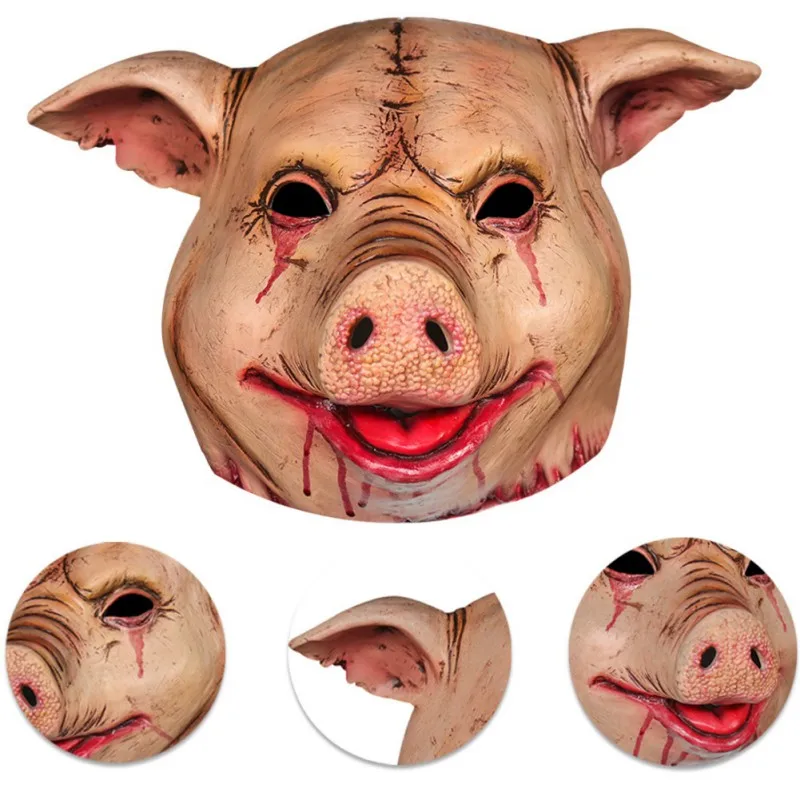 Костюм на Хэллоуин реквизит для косплея страшная свинка голова кровавой свиньи