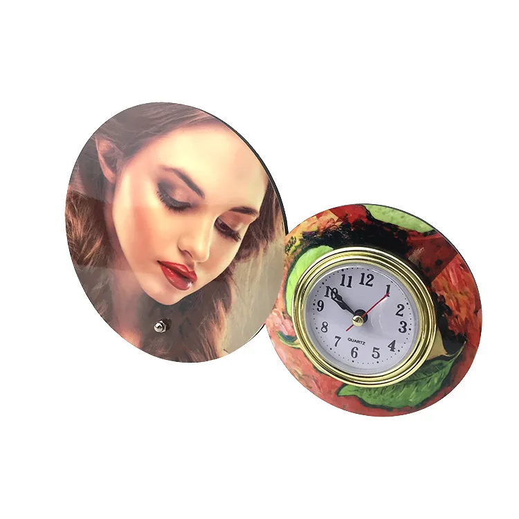 

Sublimation Blank Wooden MDF Clocks Home Decoration Vintage Table Clock Living Room Bedroom Silent Table Watch Desk Wood Clock