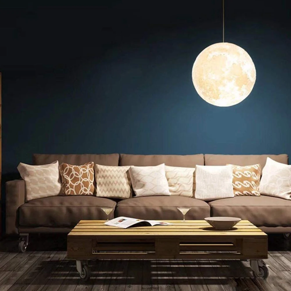 

3D Print Moon Pendant Lamp Ceiling Light Printing Novelty Creative LED Bulbs Planet Chandeliers For Kids Bedroom Decoration