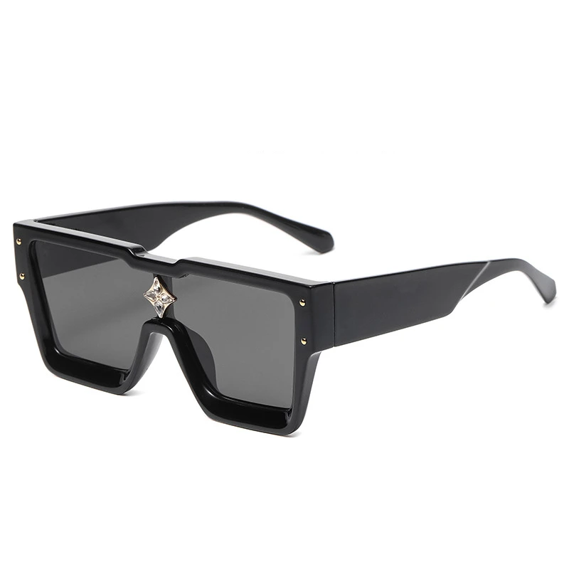 

New Millionaire Sunglasses Square Women Sunglasses Men's One-piece Diamond Flower Sunglasses for Women