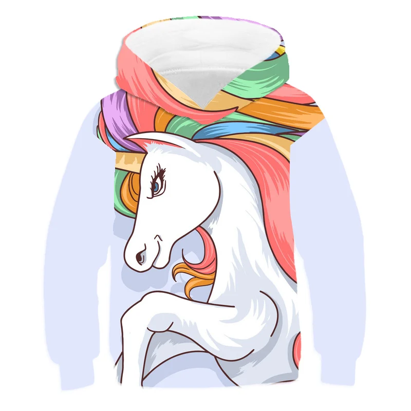 

girls clothes 4 to 14 Yrs Color unicorn hoodies Casual girls hoodies beautiful Autumn thin hoodies girls 3D Printed Pullover Top