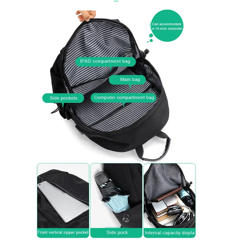 

Unisex Backpack Lightweight Daypack for Travel School College Backpack Bags with USB Charging Port for 15.6" Laptop Backpack