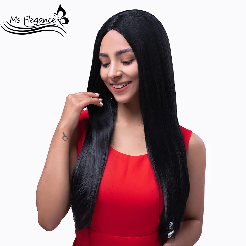 

Женский длинный прямой черный синтетический парик MS FLEGANCE коричневый парик для косплея для женщин Лолита искусственные волосы ежедневвечер...