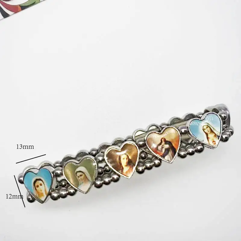 Религиозный Ретро Серебряный Иисус Ювелирное Украшение с иконой бусины сердце