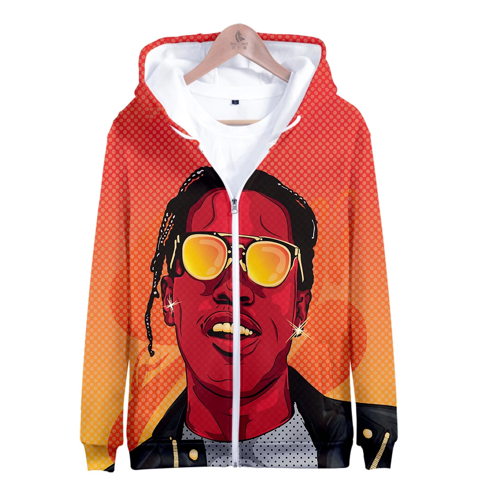 

A$AP ROCKY Zipper Hoodies Men Women New Sale Fashion Print Casual Slim Coat Rapper A$AP ROCKY Zipper Sweatshirts tops