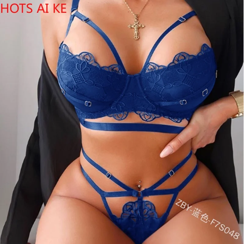 

2Pcs Sexy Lingerie Sets Vrouwen Hollow Out Bra G- string Garter Belt Bloemen Nachtkleding Mode 2021