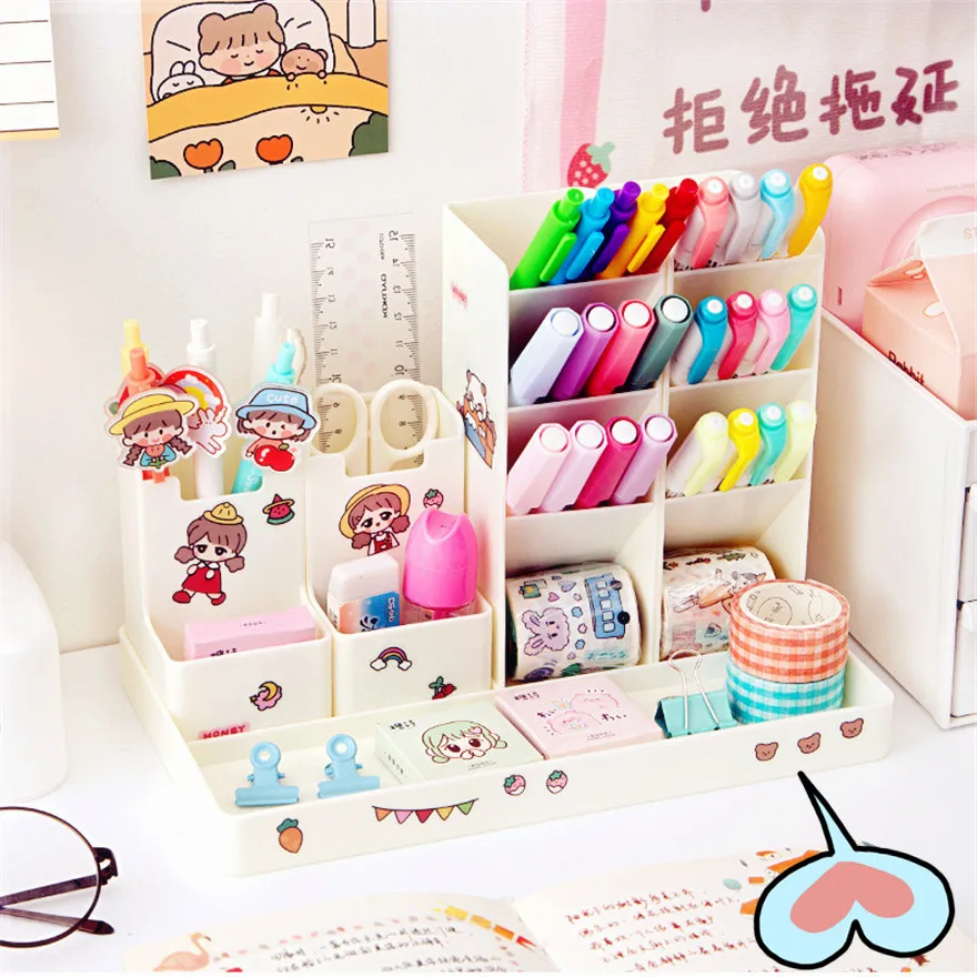 Pen Pencil Holder Case Desk Organizer For Office School Stationery Supplies Desktop Cosmetic Sundries Storage Holders Box | Багаж и сумки