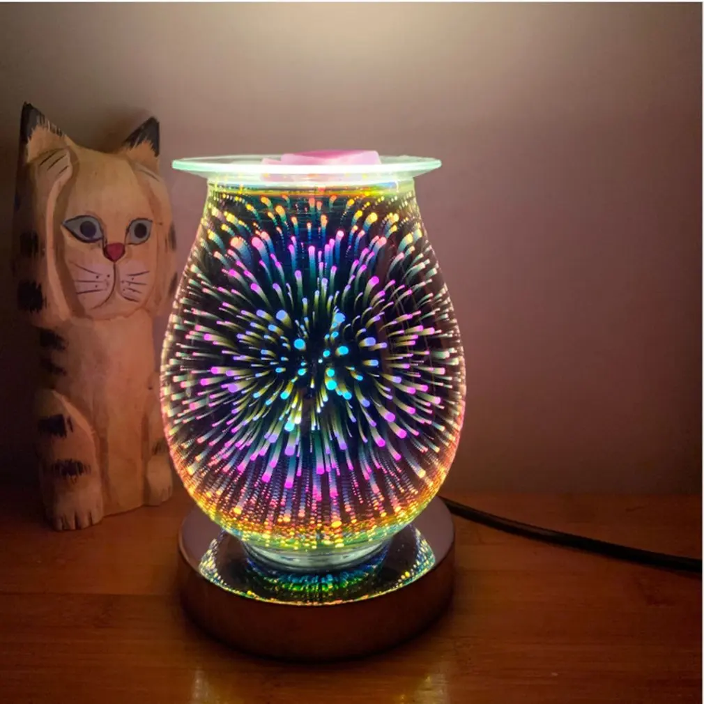 

3D Aroma Lamp Electric Wax Melt Burners 3D Fireworks Effect Oil Burner Touch Sensitive Night Light For Gifts & Decor