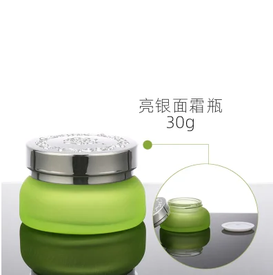 50 шт 30 г зеленые матовые банки для крема с розовым узором серебряная крышка