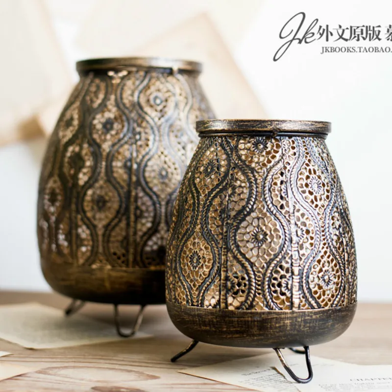 Ветрозащитный роскошный Настольный подсвечник черный железный винтажный