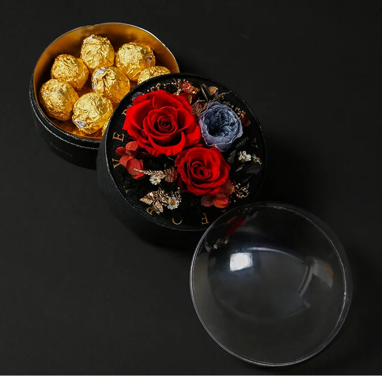 

Acrylic Transparent Double Deck Candy Flower Box Chocolate Eternal Rose Packaging Box Wedding Birthday Mothers Day Gifts for Her