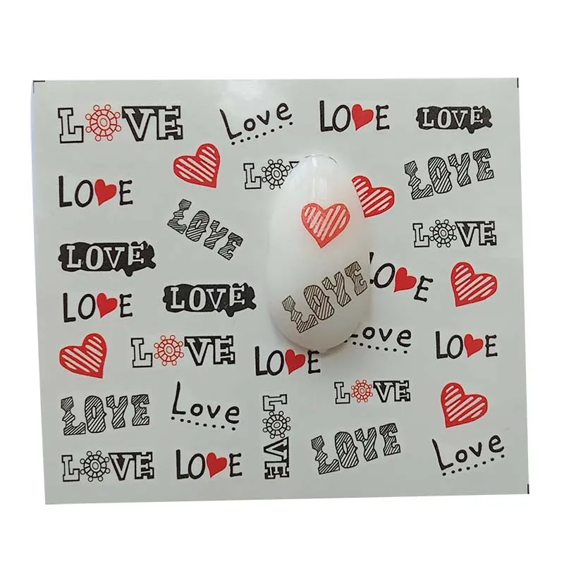 E17 наклейка для ногтей s водная Красная любовь узор 3D маникюрная украшение