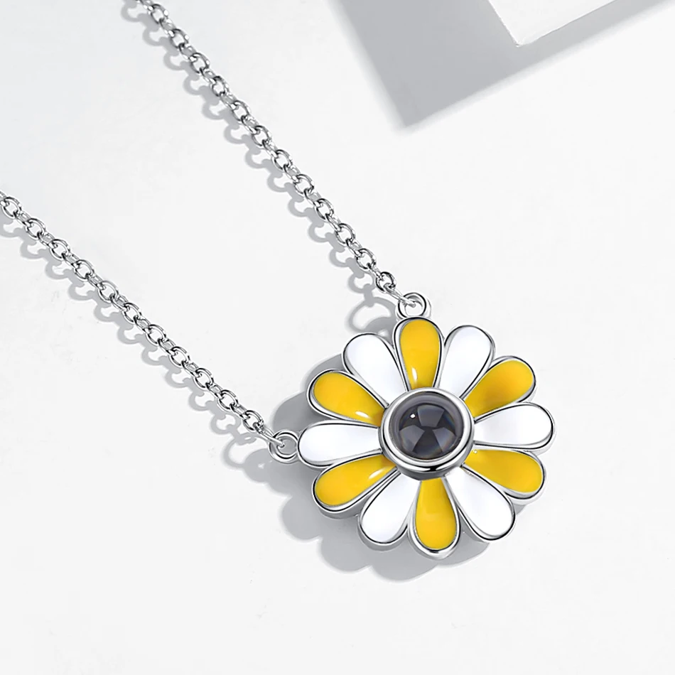 Модное ожерелье из стерлингового серебра 925 пробы с искусственными маргаритками