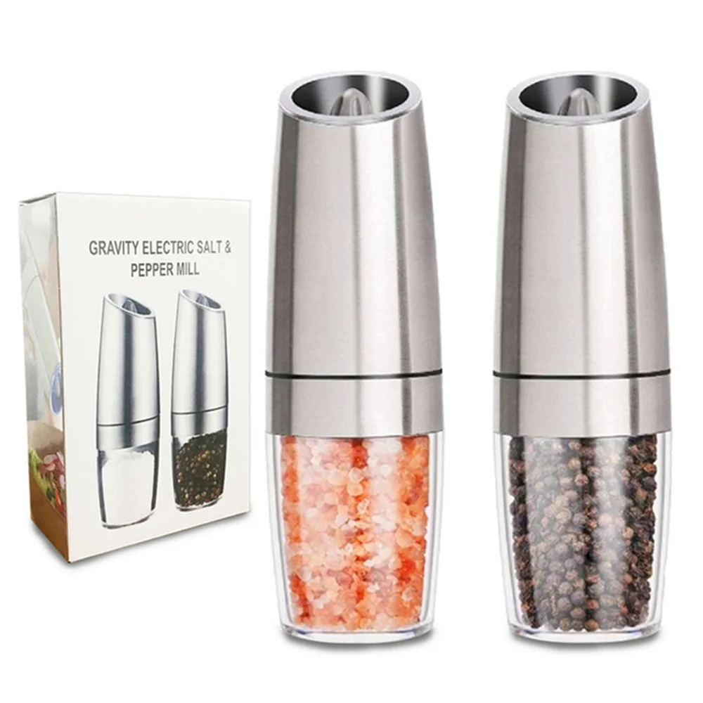 

Automatic Salt and Pepper Spice Grinder Gravity Electric Pepper Mill Adjustable Ceramic with LED Light Spice Mill for Kitchen