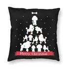 Наволочка для диванной подушки с изображением пуделя рождественской елки, 40x40