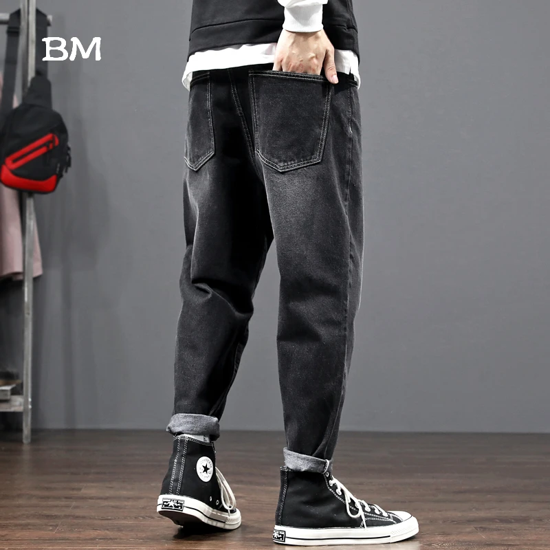 Джинсы мужские свободного покроя в японском стиле эластичные брюки-султанки