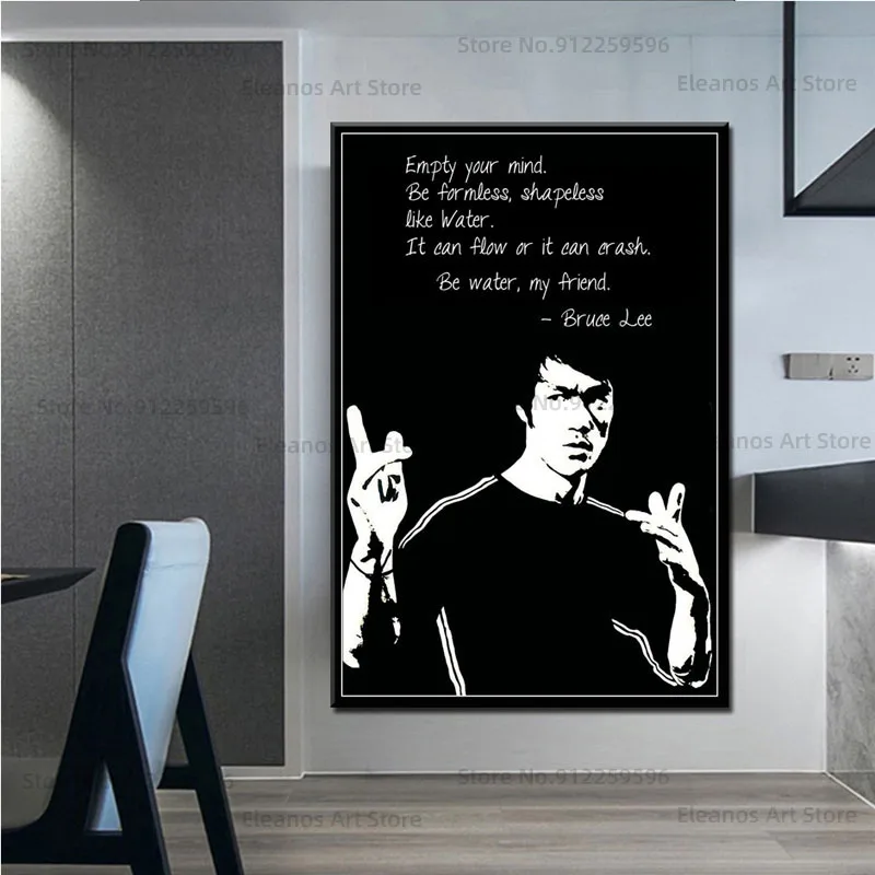 Z140 Брюс Ли мотивирующая Цитата кунгфу звезда настенное Искусство Холст плакат
