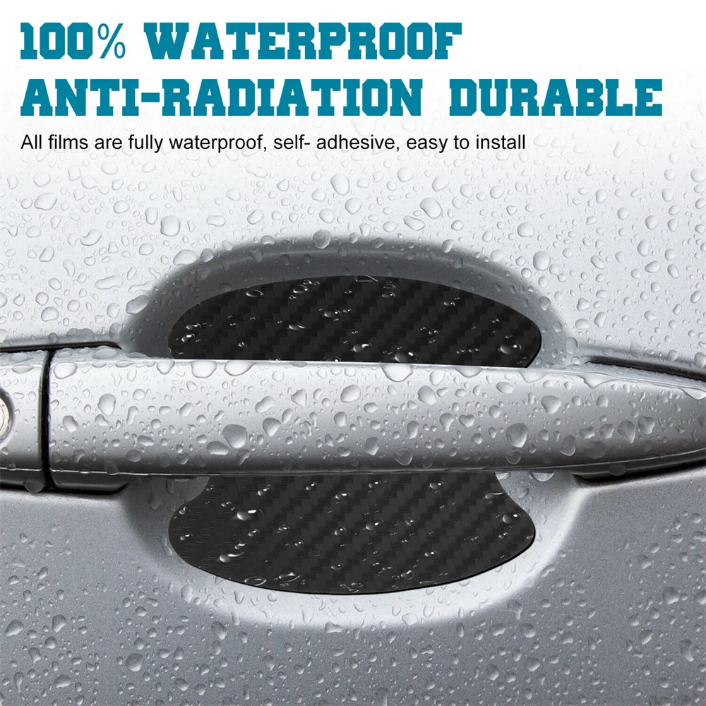 4 шт. наклейка на дверную ручку автомобиля защитные пленки из углеродного волокна