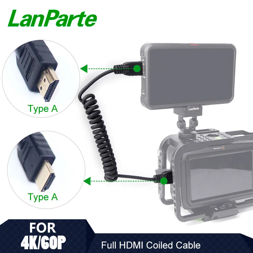 LanParte спиральный HDMI кабель с типом А к типом камеры HDMI разъем для Aotomos 8 бит для BMPCC 4K