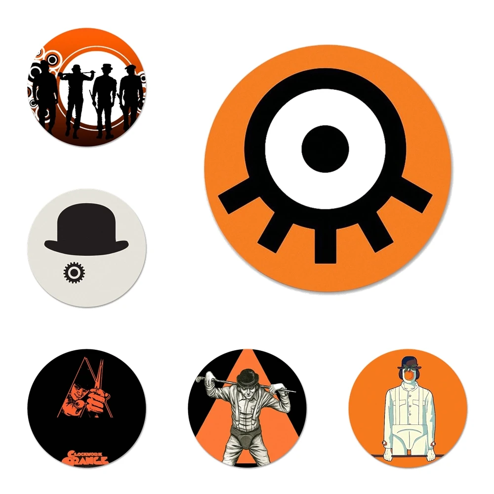 Заводные оранжевые значки 58 мм украшения броши металлические для одежды