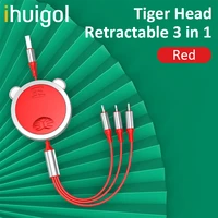 ihuigol 120cm 3 in 1 usb charge cable 5a fast charging for iphone 13 12 samsung micro usb type c cable retractable portable cord