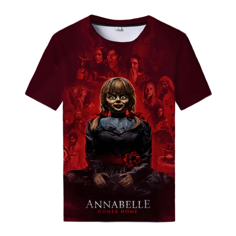 

2021 год, футболка Annabelle с 3D-принтом, страшный фильм, женская футболка в стиле хип-хоп, модная футболка