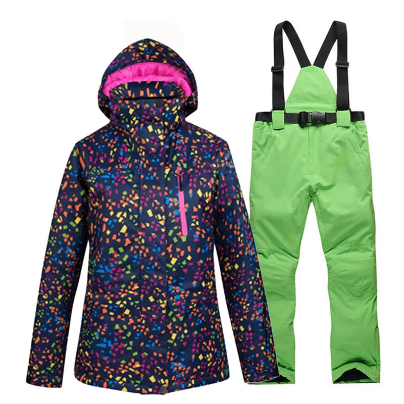 picture jacket pant Недорогой женский лыжный костюм, комплекты одежды для сноубординга, водонепроницаемые ветрозащитные зимние костюмы, куртки+ нагрудники, штаны, лыжный костюм - Цвет: picture jacket pant