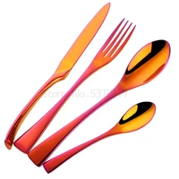 shiny polishing mirror black cutlery dinnerware set tableware flatware 304 stainless steel dinner set knife wholesale