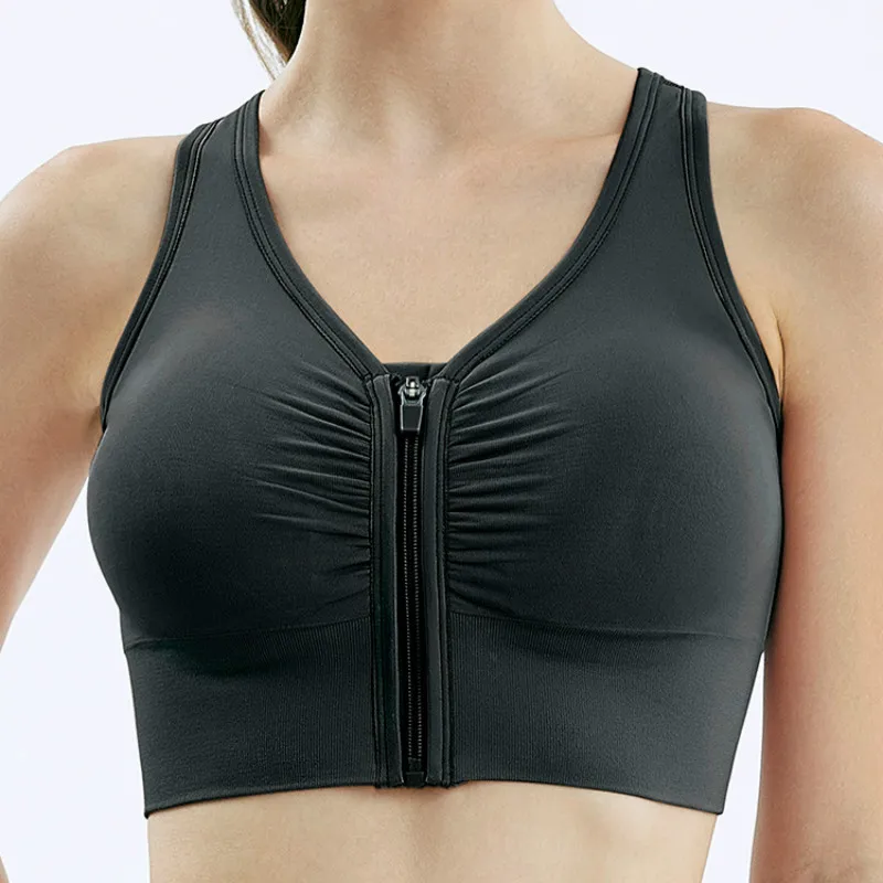 

Zipper Yoga Vest Ladies Beauty Back Sports Tops Running Fitness Bra Summer Open Back Double Shoulder Strap Women Sportswear New