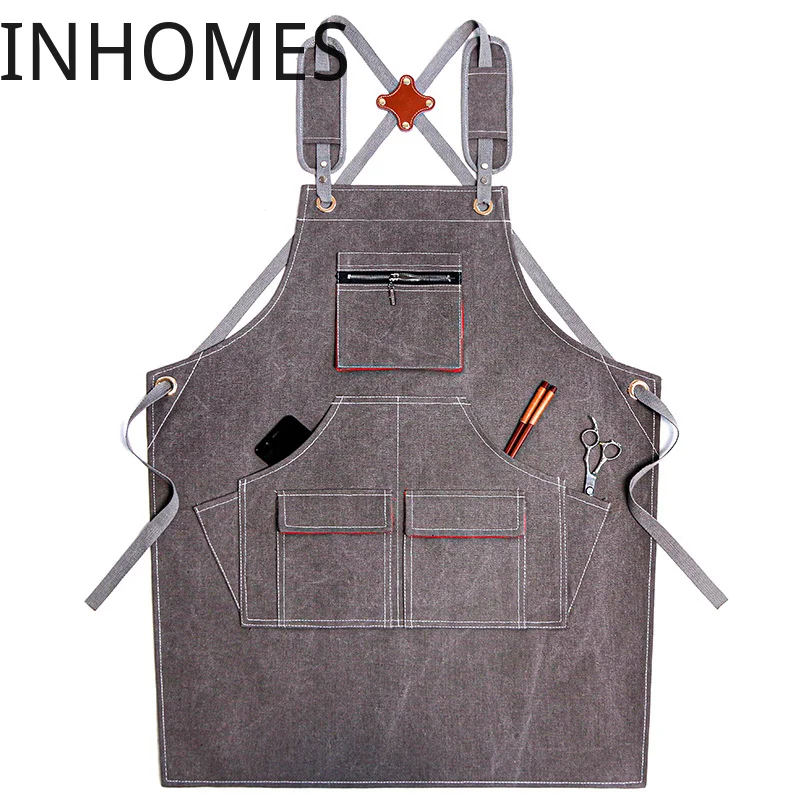 

Denim Apron Resturant Work Custom Logo Men Women Barista Milk Coffee Tea Shop Hairdressing Manicure Carpenter Overalls Uniform