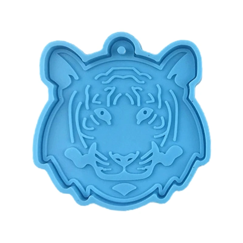 

Shiny Glossy Tiger Head Custom Keychain Silicone Mold Pendant Clay Resin Mould Necklace Charms Making Jewelry Molds