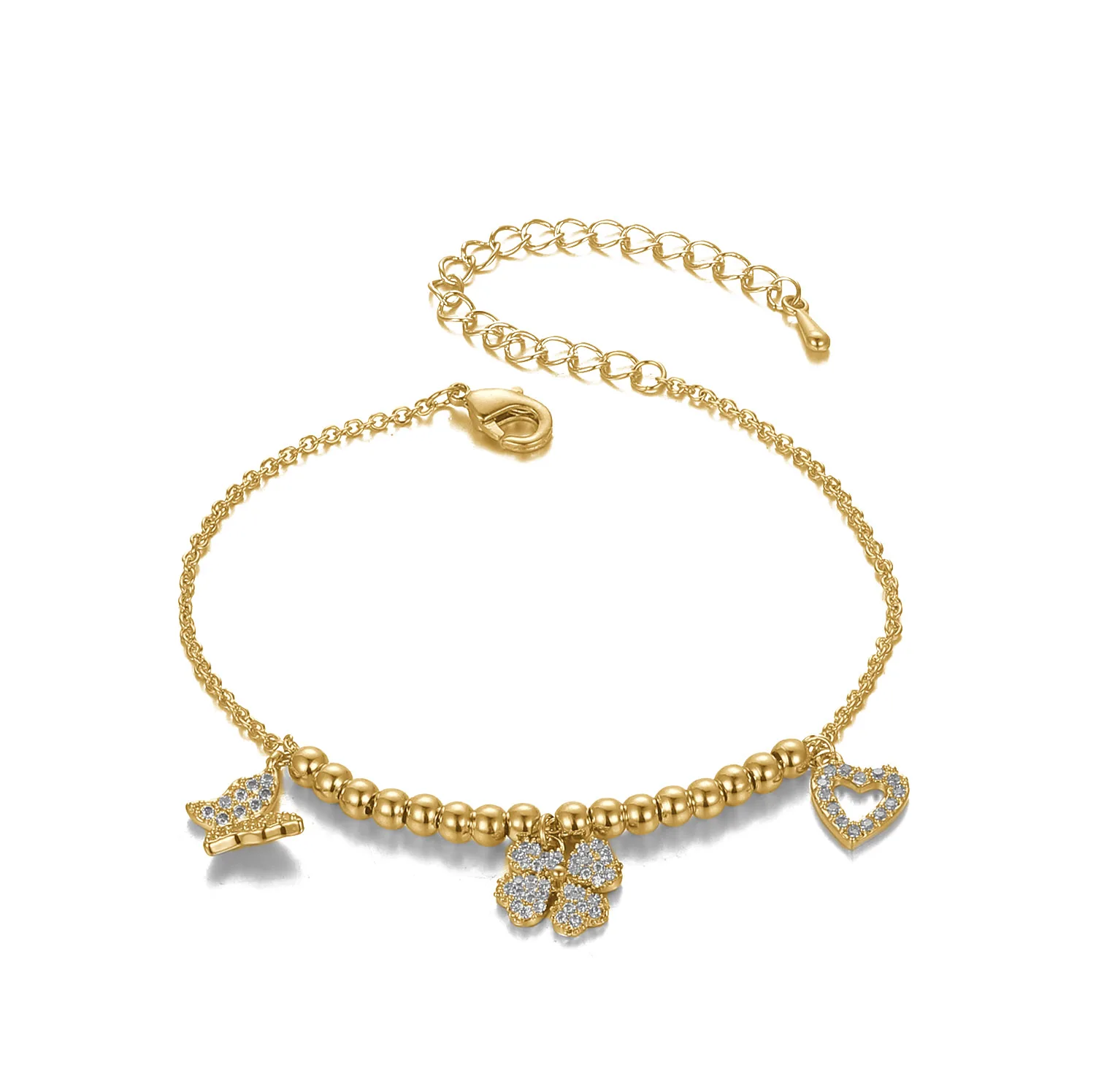 

Adjustable Chain Bead Women's jewelery Butterfly Heart Clover Accessories Bracelets for Women Girls Autumn