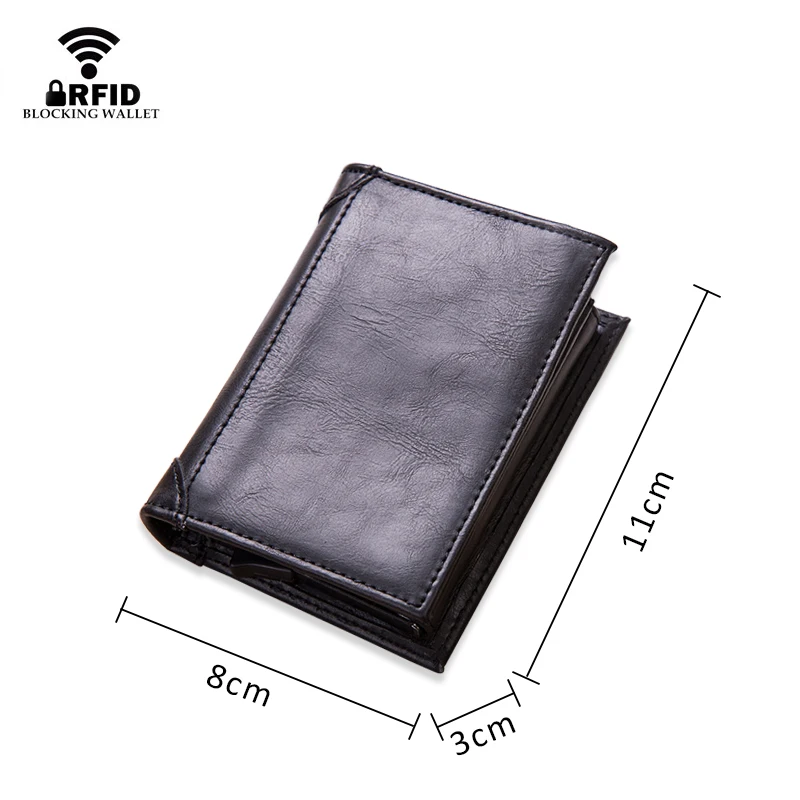 Мужской кожаный держатель для карт DIENQI металлический RFID большая вместимость