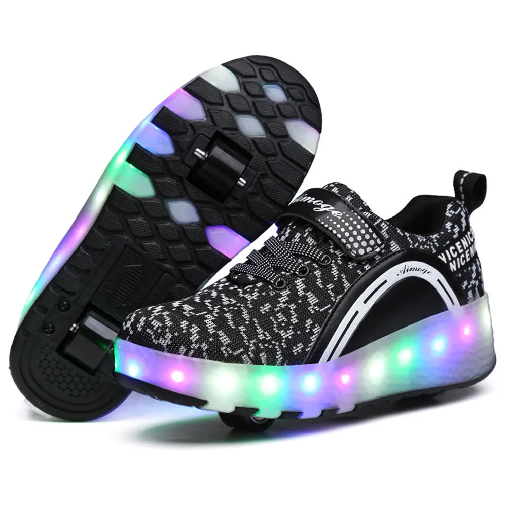 СВЕТОДИОДНЫЕ легкие кроссовки Heelys с двумя колесами для мальчиков и девочек