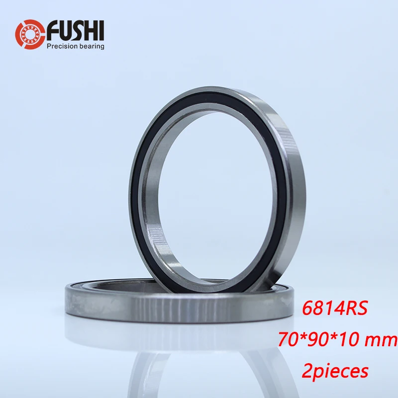6814 2RS ABEC 1 2 шт. 70x90x10 мм метрические тонкие секционные подшипники 61814 RS 6814RS| |