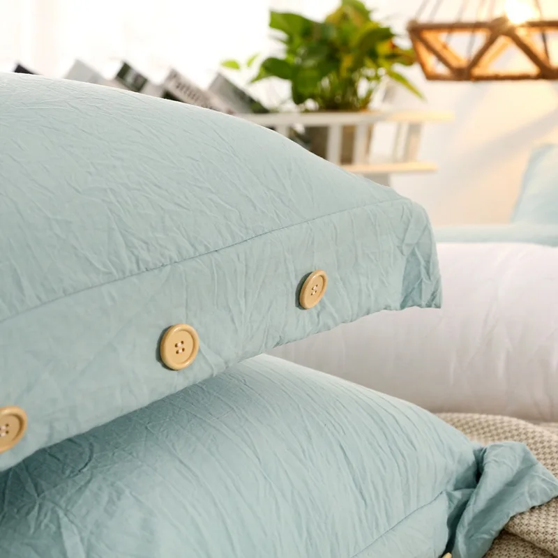 3/4 шт. однотонное мягкое постельное белье с эффектом потертости двуспальный